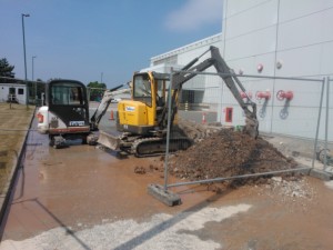 Token Engineering working on repairing a water leak at News International in Knowsley